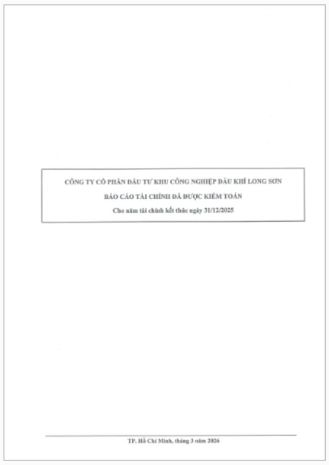 Long Son Petroleum Industrial Zone Investment Joint Stock Company (Stock Code: PXL) audited financial statements for the fiscal year ended december 31, 2025