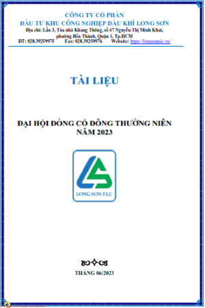 Công ty CP Đầu tư KCN Dầu khí Long Sơn (Mã chứng khoán: PXL) công bố thông tin cập nhật Tài liệu họp ĐHĐCĐ thường niên năm 2023.