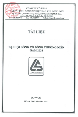 Công ty CP Đầu tư KCN Dầu khí Long Sơn (Mã chứng khoán PXL) Thông báo triệu tập họp và Công bố thông tin Tài liệu họp ĐHĐCĐ thường niên năm 2024.